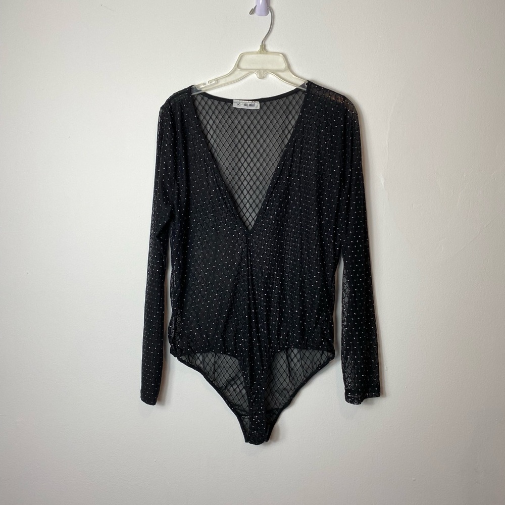 Black Sheer Long Sleeve Bodysuit